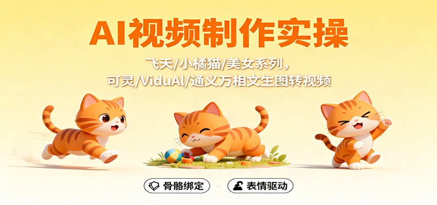 AI视频制作实操,飞天/小橘猫/美女系列,可灵/ViduAl/通义万相文生图转视频-佳文