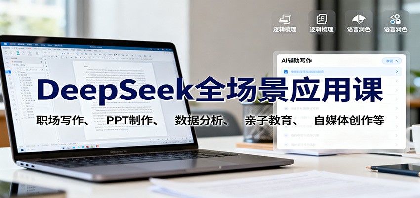 DeepSeek全场景应用课:职场写作、 PPT制作、数据分析、亲子教育、自媒体创作等-佳文