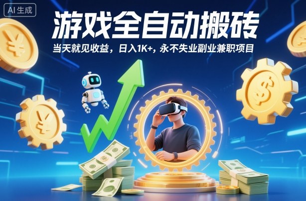 游戏全自动搬砖,当天就见收益,日入1K+,永不失业副业兼职项目【揭秘】-佳文