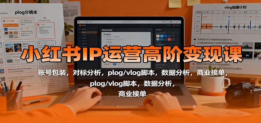 小红书IP运营高阶变现课：账号包装，对标分析，plog/vlog脚本，数据分析，商业接单-佳文