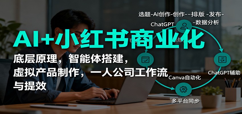 AI+小红书商业化，底层原理，智能体搭建，虚拟产品制作，一人公司工作流与提效-佳文