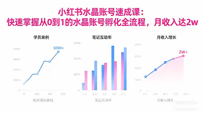 2025小红书水晶账号速成课:快速掌握从0-1水晶账号孵化全流程,月收入达2w-佳文